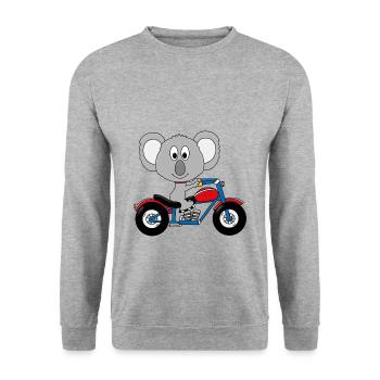 KOALA - MOTORRAD - BIKER - MOTORSPORT - TIER - Unisex Pullover - Weißgrau meliert - Vorne - Alina (178cm) & Michal (187cm)