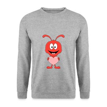 AMEISE - HERZ - LIEBE - TIER - KIND - BABY - Unisex Pullover - Weißgrau meliert - Vorne - Alina (178cm) & Michal (187cm)