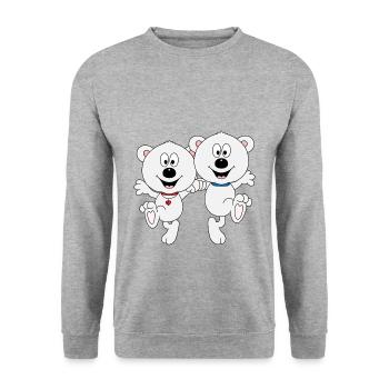 EISBÄREN - TANZEN - LIEBE - TANZPAAR - TIERE - Unisex Pullover - Weißgrau meliert - Vorne - Alina (178cm) & Michal (187cm)