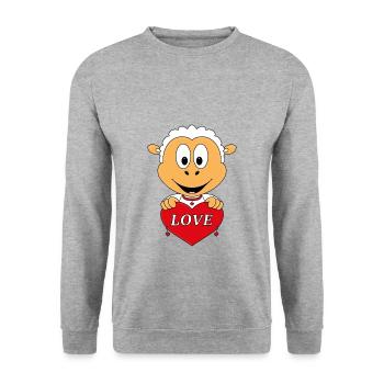 SCHAF - HERZ - LIEBE - LOVE - TIER - KIND - BABY - Unisex Pullover - Weißgrau meliert - Vorne - Alina (178cm) & Michal (187cm)