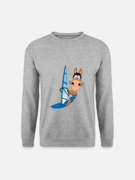 PFERD - WINDSURFER - SURFER - WASSERSPORT - TIER - Unisex Pullover - Weißgrau meliert