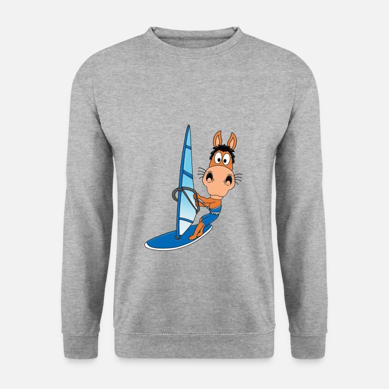 PFERD - WINDSURFER - SURFER - WASSERSPORT - TIER - Unisex Pullover - Weißgrau meliert