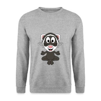 YOGA - PILATES - FRETTCHEN - TIER - TIERISCH - FUN - Unisex Pullover - Weißgrau meliert - Vorne - Alina (178cm) & Michal (187cm)