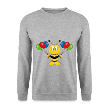 LUFTBALLONS - BIENE - TIER - KIND - BABY - Unisex Pullover - Weißgrau meliert - Vorne - Alina (178cm) & Michal (187cm)