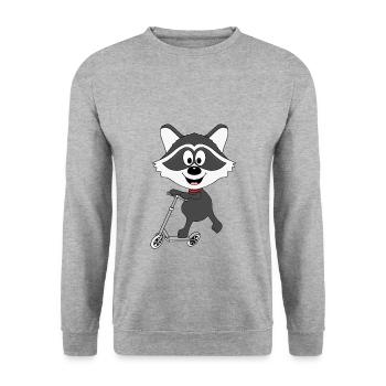 WASCHBÄR - ROLLER - TIER - KIND - BABY - SPORT - Unisex Pullover - Weißgrau meliert - Vorne - Alina (178cm) & Michal (187cm)