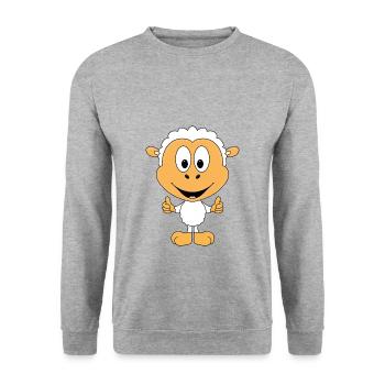 SCHAF - TIER - KIND - BABY - TIERISCH - FUN - Unisex Pullover - Weißgrau meliert - Vorne - Alina (178cm) & Michal (187cm)