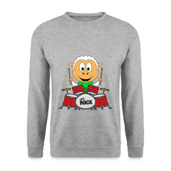 SCHAF - SCHLAGZEUG - MUSIK - MUSIKER - ROCK - Unisex Pullover - Weißgrau meliert - Vorne - Alina (178cm) & Michal (187cm)