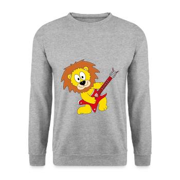 LÖWE - GITARRE - MUSIK - GITARRIST - LIEBE - TIER - Unisex Pullover - Weißgrau meliert - Vorne - Alina (178cm) & Michal (187cm)