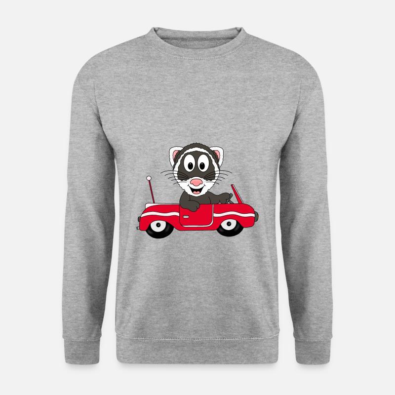 FRETTCHEN - AUTO - AUTOFAHRER - TIER - FUN - Unisex Pullover - Weißgrau meliert