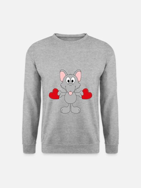 RATTE - HERZEN - LIEBE - TIERLIEB - TIERISCH - Unisex Pullover - Weißgrau meliert