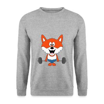 FUCHS - FITNESS - BODYBUILDER - FITNESSSTUDIO - Unisex Pullover - Weißgrau meliert - Vorne - Alina (178cm) & Michal (187cm)