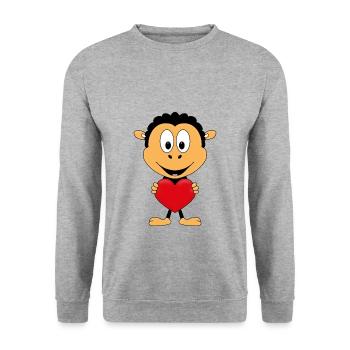 SCHAF - HERZ - LIEBE - LOVE - TIER - KIND - BABY - Unisex Pullover - Weißgrau meliert - Vorne - Alina (178cm) & Michal (187cm)