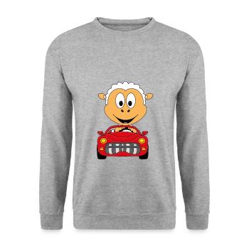 SCHAF - AUTO - OLDTIMER - AUTOMOBIL - MOTORSPORT - Unisex Pullover - Weißgrau meliert - Vorne - Alina (178cm) & Michal (187cm)