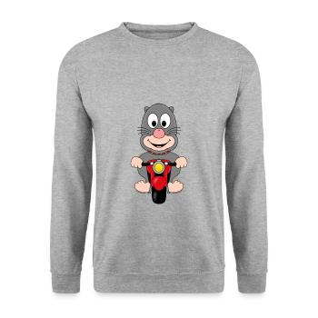 MAULWURF - MOTORRAD - MOTORRADFAHRER - BIKER - Unisex Pullover - Weißgrau meliert - Vorne - Alina (178cm) & Michal (187cm)