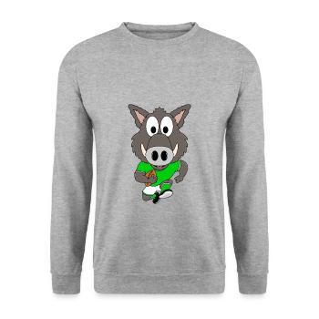 WILDSCHWEIN - AMERICAN FOOTBALL - SPORT - TIER - Unisex Pullover - Weißgrau meliert - Vorne - Alina (178cm) & Michal (187cm)