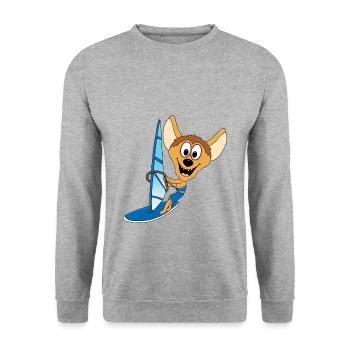 WINDSURFER - SURFER - HYÄNE - WASSERSPORT - Unisex Pullover - Weißgrau meliert - Vorne - Alina (178cm) & Michal (187cm)