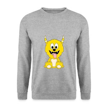 MONSTER - TIER - KINDER - BABY - Unisex Pullover - Weißgrau meliert - Vorne - Alina (178cm) & Michal (187cm)