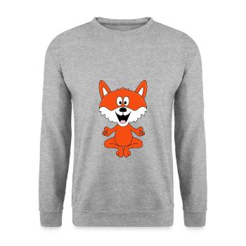 YOGA - PILATES - FUCHS - TIER - KINDER - BABY - Unisex Pullover - Weißgrau meliert - Vorne - Alina (178cm) & Michal (187cm)