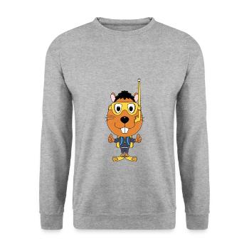 TAUCHER - BIBER - OTTER - MARDER - TAUCHEN - Unisex Pullover - Weißgrau meliert - Vorne - Alina (178cm) & Michal (187cm)