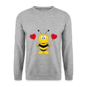 BIENE - LIEBE - LOVE - TIER - KINDER - BABY - Unisex Pullover - Weißgrau meliert - Vorne - Alina (178cm) & Michal (187cm)