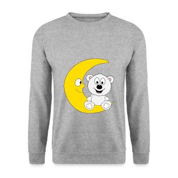 EISBÄR - MOND - TIER - KINDER - BABYS - Unisex Pullover - Weißgrau meliert - Vorne - Alina (178cm) & Michal (187cm)