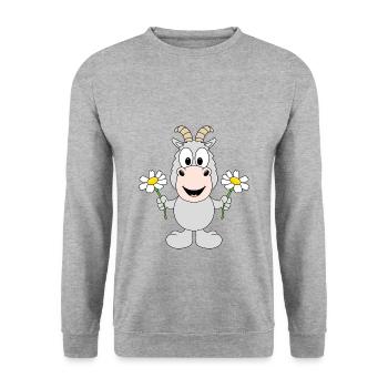 ZIEGE - BLUMEN - TIER - LIEBE - KINDER - BABY - Unisex Pullover - Weißgrau meliert - Vorne - Alina (178cm) & Michal (187cm)