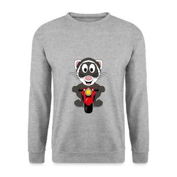MOTORRAD - BIKER - FRETTCHEN - TIER - KINDER - Unisex Pullover - Weißgrau meliert - Vorne - Alina (178cm) & Michal (187cm)