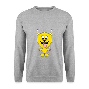 MONSTER - LIKE - LIKEN - MÖGEN - DAUMEN HOCH - Unisex Pullover - Weißgrau meliert - Vorne - Alina (178cm) & Michal (187cm)