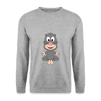 MAULWURF - TIER - YOGA - PILATES - TIERISCH - Unisex Pullover - Weißgrau meliert - Vorne - Alina (178cm) & Michal (187cm)