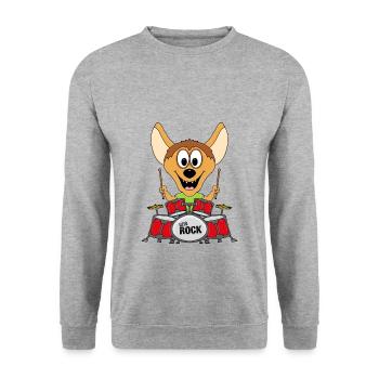 HYÄNE - SCHLAGZEUGER - MUSIKER - BAND - TIER - Unisex Pullover - Weißgrau meliert - Vorne - Alina (178cm) & Michal (187cm)