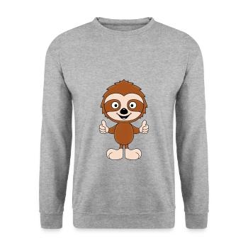 FAULTIER - LIKE - LIKEN - MÖGEN - DAUMEN HOCH - Unisex Pullover - Weißgrau meliert - Vorne - Alina (178cm) & Michal (187cm)