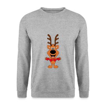 REH - HERZEN - LIEBE - LOVE - TIERLIEB - VERLIEBT - Unisex Pullover - Weißgrau meliert - Vorne - Alina (178cm) & Michal (187cm)