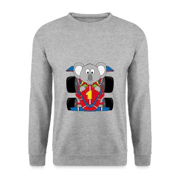 KOALA - RENNAUTO - RENNFAHRER - AUTORENNEN - Unisex Pullover - Weißgrau meliert - Vorne - Alina (178cm) & Michal (187cm)