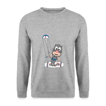 MAULWURF - KITE - KITER - KITEN - KITESURFER - Unisex Pullover - Weißgrau meliert - Vorne - Alina (178cm) & Michal (187cm)