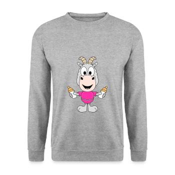 ZIEGE - BABY - KINDER - GEBURT - FLÄSCHCHEN - Unisex Pullover - Weißgrau meliert - Vorne - Alina (178cm) & Michal (187cm)