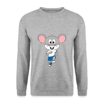 MAUS - SPORT - LAUFEN - JOGGEN - MARATHON - TIER - Unisex Pullover - Weißgrau meliert - Vorne - Alina (178cm) & Michal (187cm)