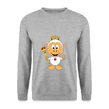 SCHAF - KÖNIG - KÖNIGIN - PRINZ - PRINZESSIN - Unisex Pullover - Weißgrau meliert - Vorne - Alina (178cm) & Michal (187cm)