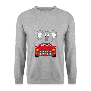 KOALA - AUTO - TIER - TIERISCH - AUTOFAHRER - Unisex Pullover - Weißgrau meliert - Vorne - Alina (178cm) & Michal (187cm)