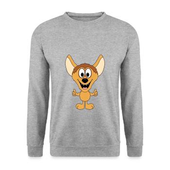 HYÄNE - LIKE - LIKEN - MÖGEN - DAUMEN HOCH - TIER - Unisex Pullover - Weißgrau meliert - Vorne - Alina (178cm) & Michal (187cm)