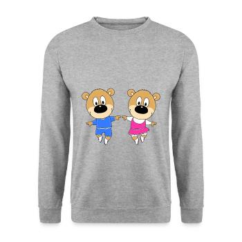 TEDDYS - TANZSCHULE - TANZEN - TANZPAAR - LIEBE - Unisex Pullover - Weißgrau meliert - Vorne - Alina (178cm) & Michal (187cm)