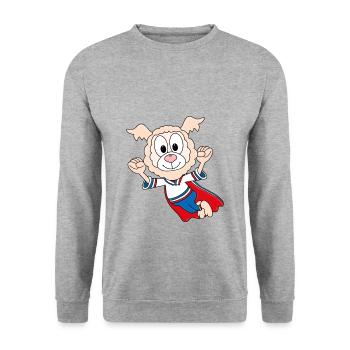 SUPERHELD - LAMA - ALPAKA - TIERISCH - TIER - Unisex Pullover - Weißgrau meliert - Vorne - Alina (178cm) & Michal (187cm)
