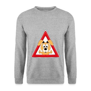 ACHTUNG - HUND - TIER - TIERISCH - HUNDE - Unisex Pullover - Weißgrau meliert - Vorne - Alina (178cm) & Michal (187cm)