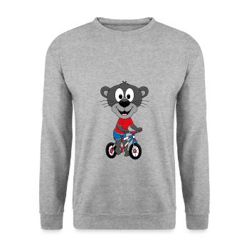 PANTHER - FAHRRAD - TIER - TIERISCH - BIKER - Unisex Pullover - Weißgrau meliert - Vorne - Alina (178cm) & Michal (187cm)