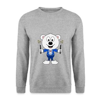 EISBÄR - ZAUBERER - MAGIER - ZAUBERN - TIERISCH - Unisex Pullover - Weißgrau meliert - Vorne - Alina (178cm) & Michal (187cm)