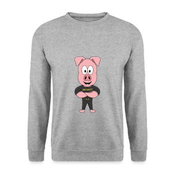 SCHWEIN - SECURITY - BODYGUARD - TIERISCH - Unisex Pullover - Weißgrau meliert - Vorne - Alina (178cm) & Michal (187cm)