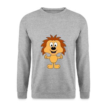 IGEL - LIKE - LIKEN - MÖGEN - DAUMEN HOCH - TIER - Unisex Pullover - Weißgrau meliert - Vorne - Alina (178cm) & Michal (187cm)