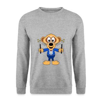 ERDMÄNNCHEN - ZAUBERER - MAGIER - TIERISCH - Unisex Pullover - Weißgrau meliert - Vorne - Alina (178cm) & Michal (187cm)
