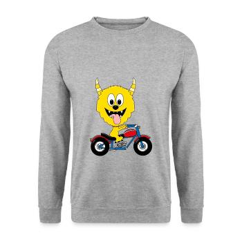 MONSTER - MOTORRAD - BIKER - TIER - TIERISCH - Unisex Pullover - Weißgrau meliert - Vorne - Alina (178cm) & Michal (187cm)