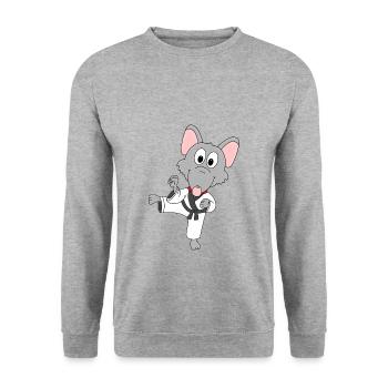 RATTE - KARATE - JUDO - KAMPFSPORT - TIERISCH - Unisex Pullover - Weißgrau meliert - Vorne - Alina (178cm) & Michal (187cm)