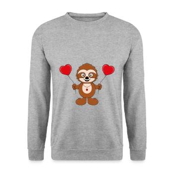 FAULTIER - LIEBE - LOVE - TIER - VERLIEBT - Unisex Pullover - Weißgrau meliert - Vorne - Alina (178cm) & Michal (187cm)